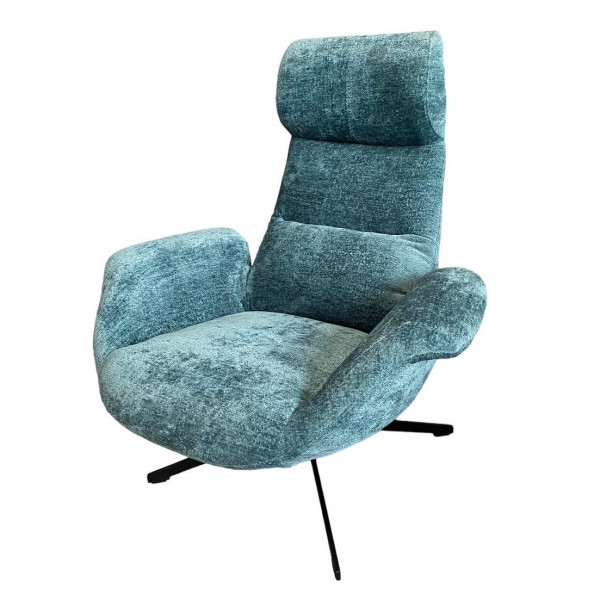 ASTI - Fauteuil confortable en velours bleu