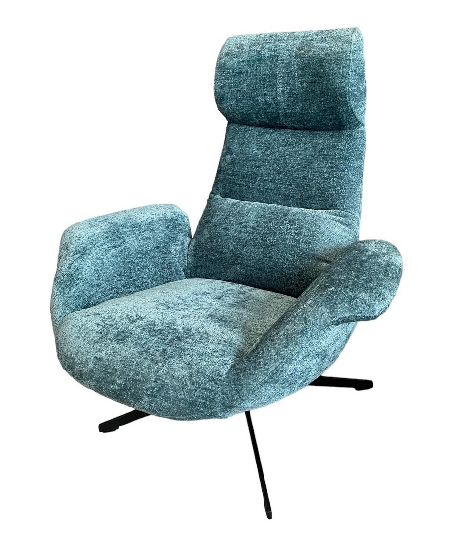 ASTI - Fauteuil confortable en velours bleu