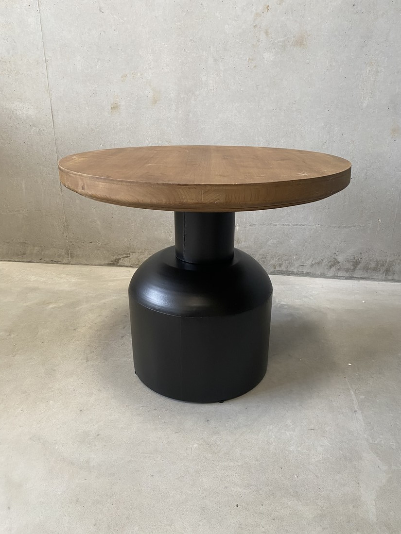 Table basse bois et acier ronde noir D60