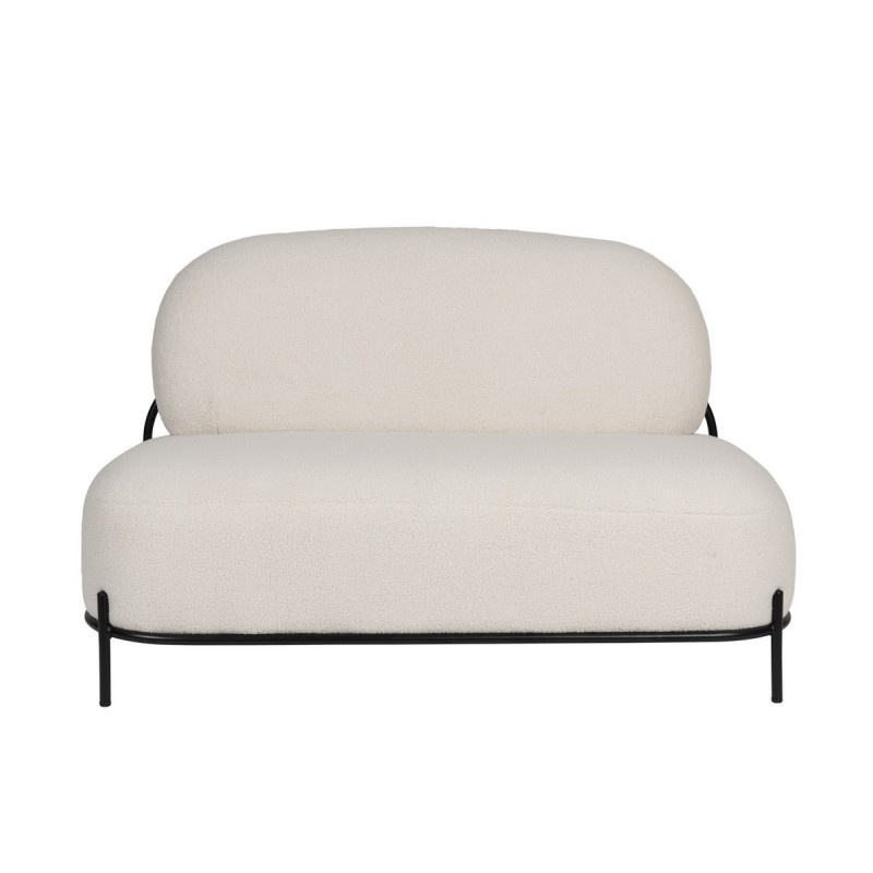 POPY - Small Sofa in White Teddy Fabric