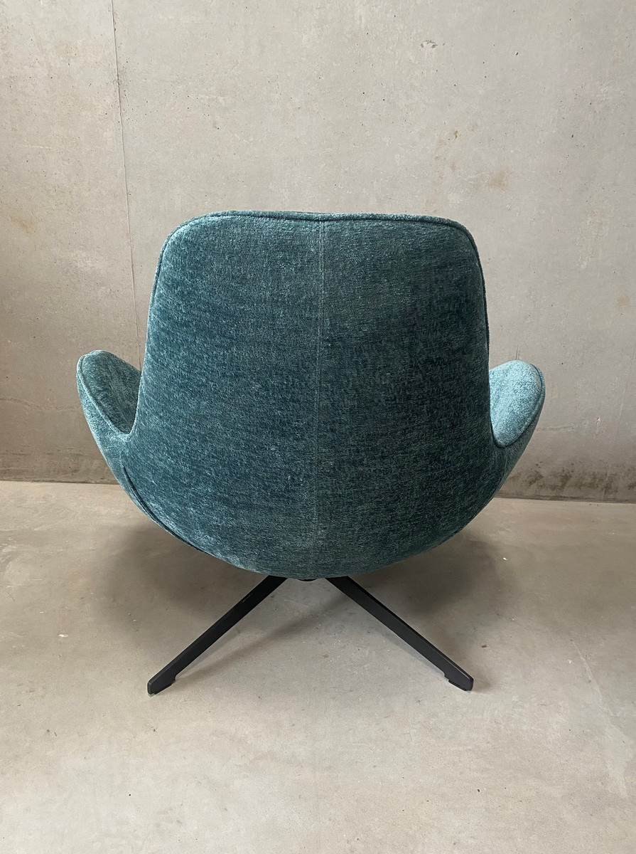 SPACE - Fauteuil rotatif en velours turquoise-pied