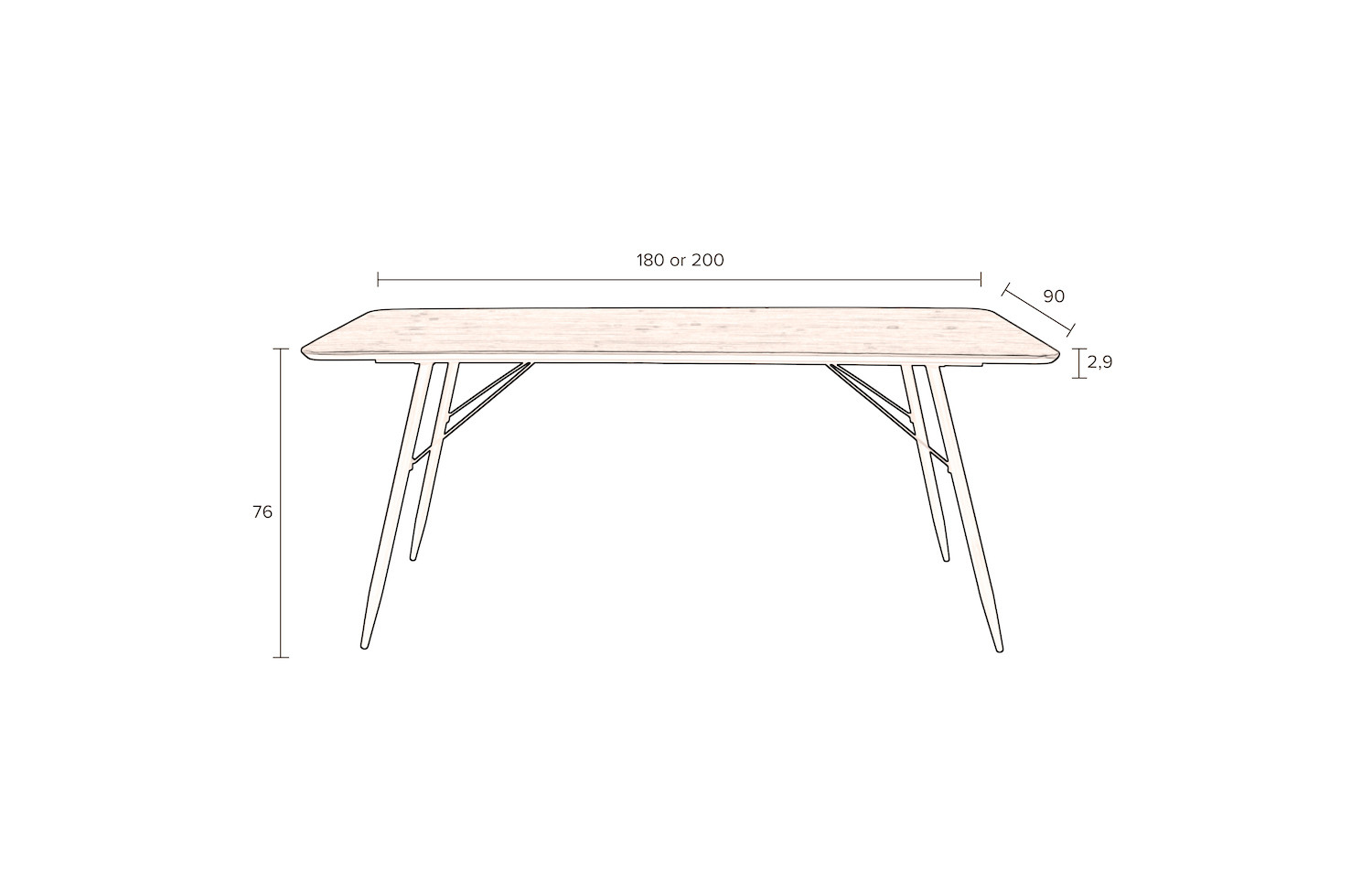 ROGER - Mesa de comedor de madera y metal L180