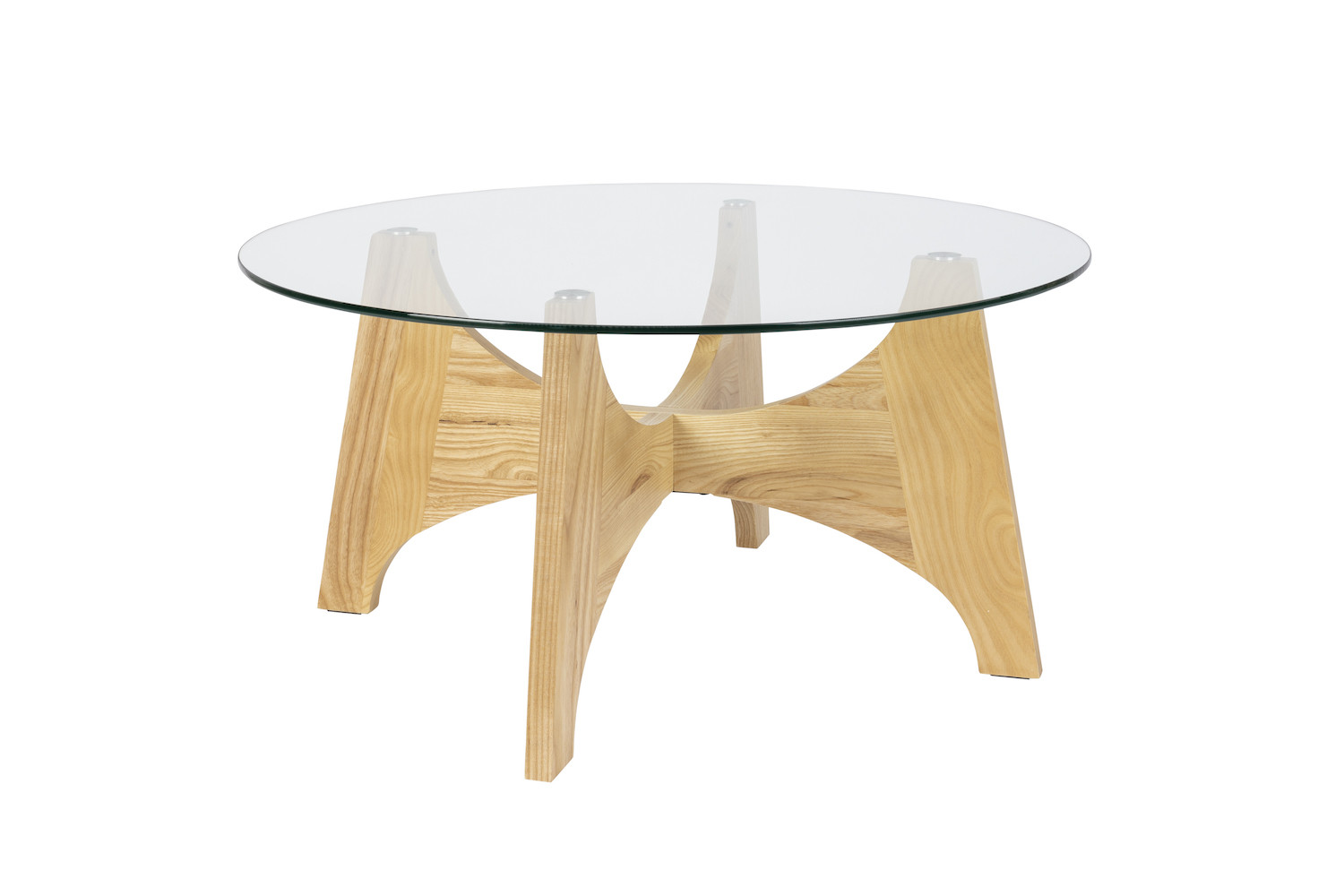 KOBE - Table basse ronde en bois et verre D 80