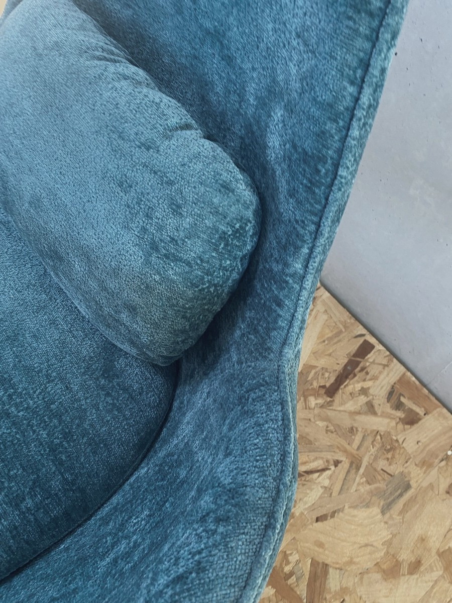 SPACE - Sillón giratorio de terciopelo turquesa con patas