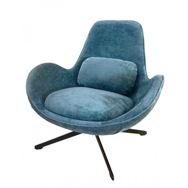 SPACE - Fauteuil rotatif en velours turquoise-pied