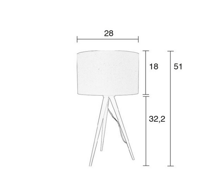 Lampe Tripod blanc dimensions