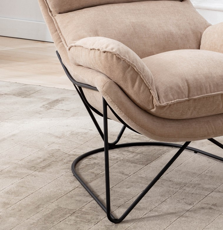 Fauteuil en velours beige - détail