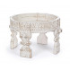 AMAYA - Table basse ronde en bois blanchi sculpté  D50