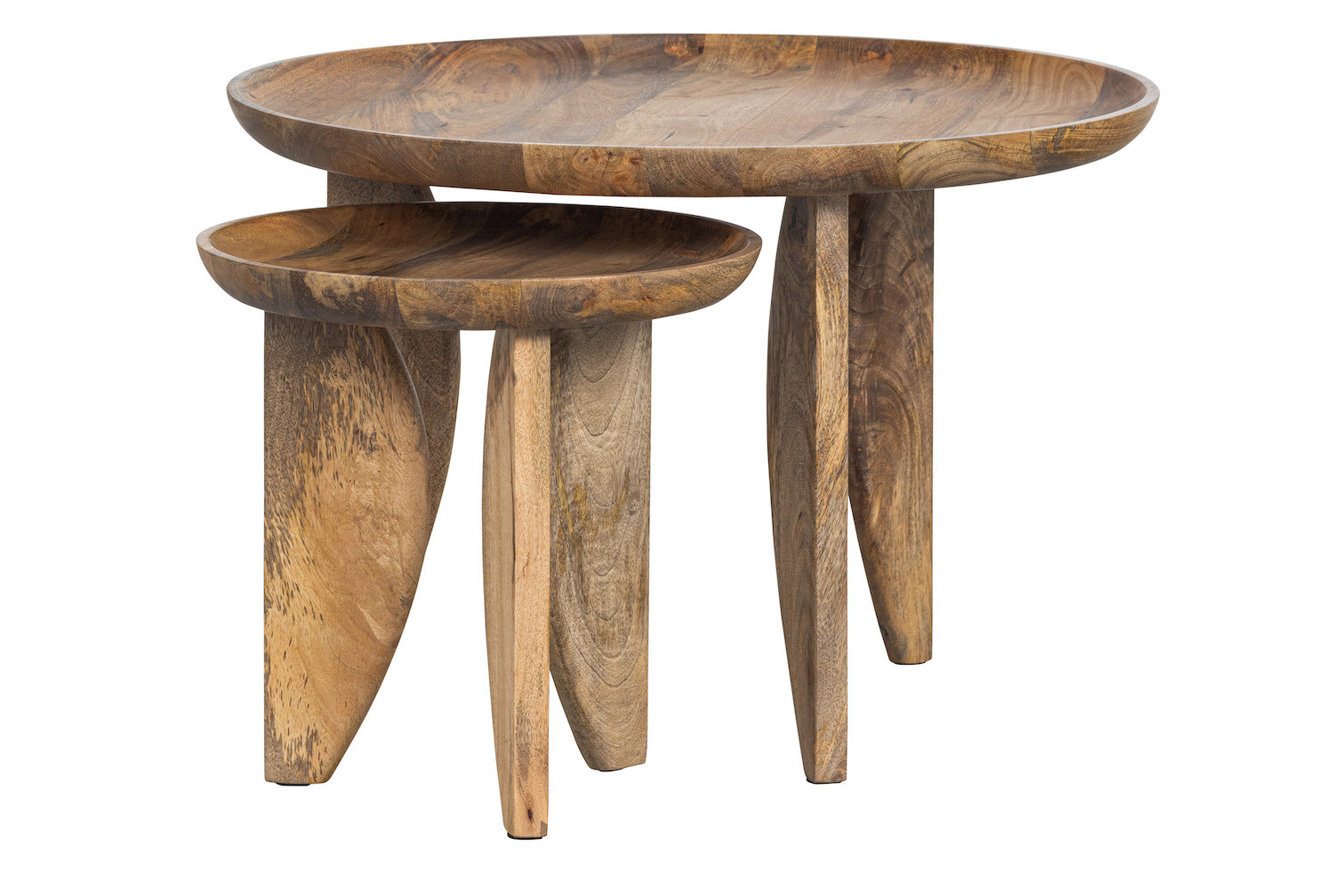 HAILEY - Set of 2 round wood and steel coffee table