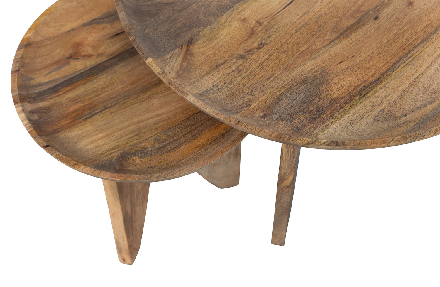 HAILEY - Set of 2 round wood and steel coffee table