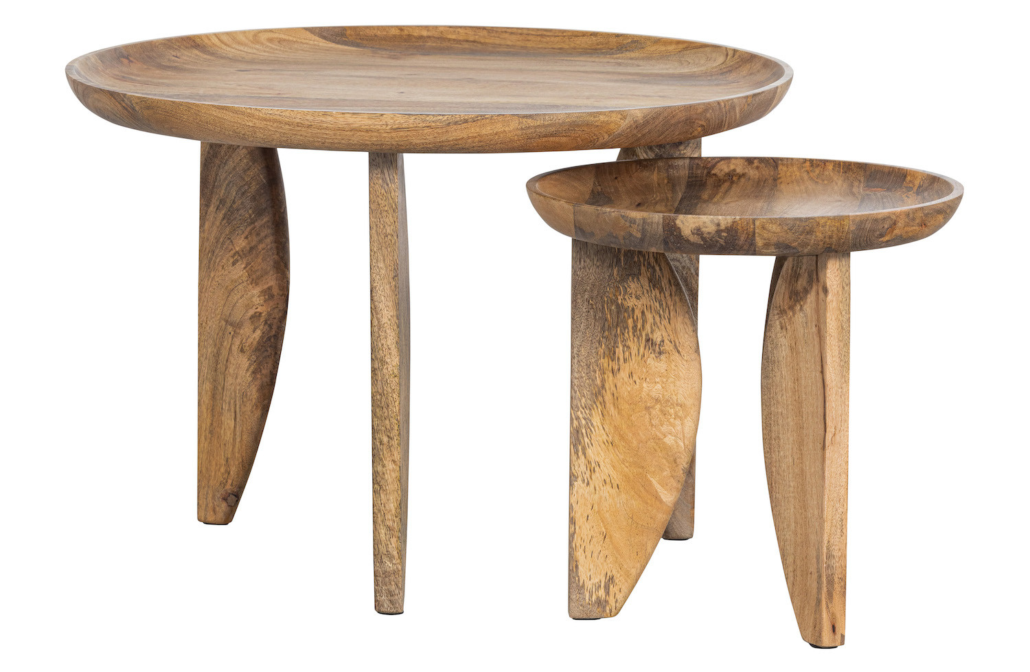 HAILEY - Set of 2 round wood and steel coffee table