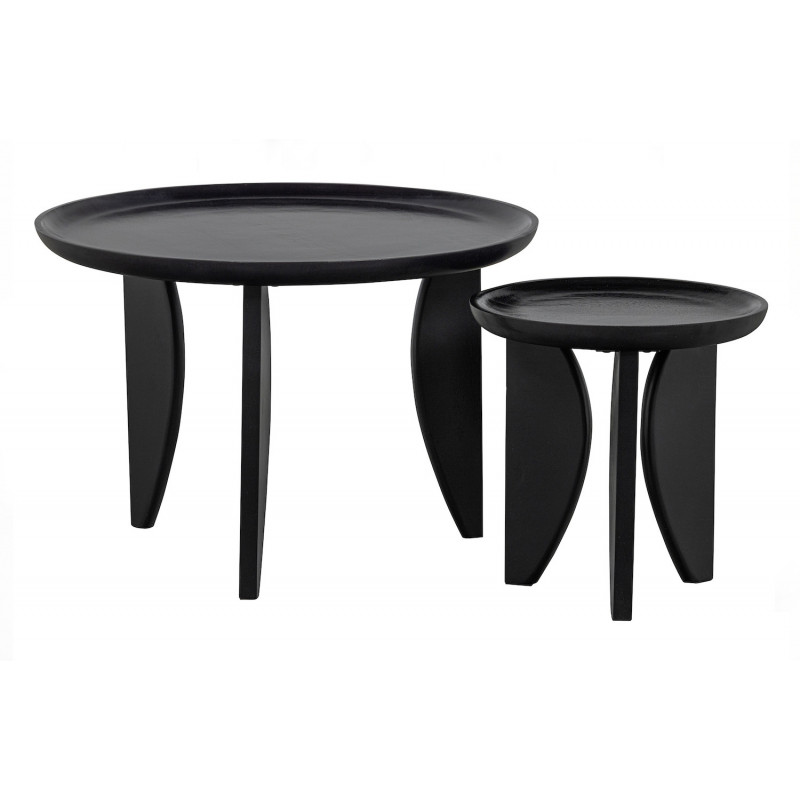 HIGH HEELS - Set de 2 tables basse rondes en bois noir