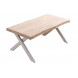 KAMILA  - Table basse rehaussable bois et acier blanc L120