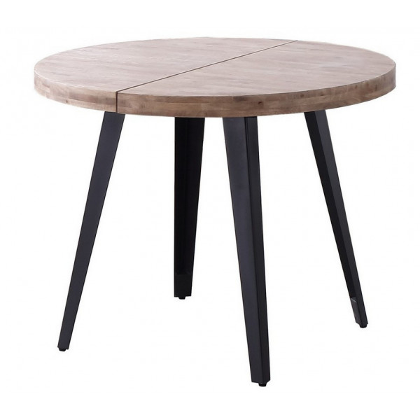 MATIKA - Round extendable oak and steel dining table