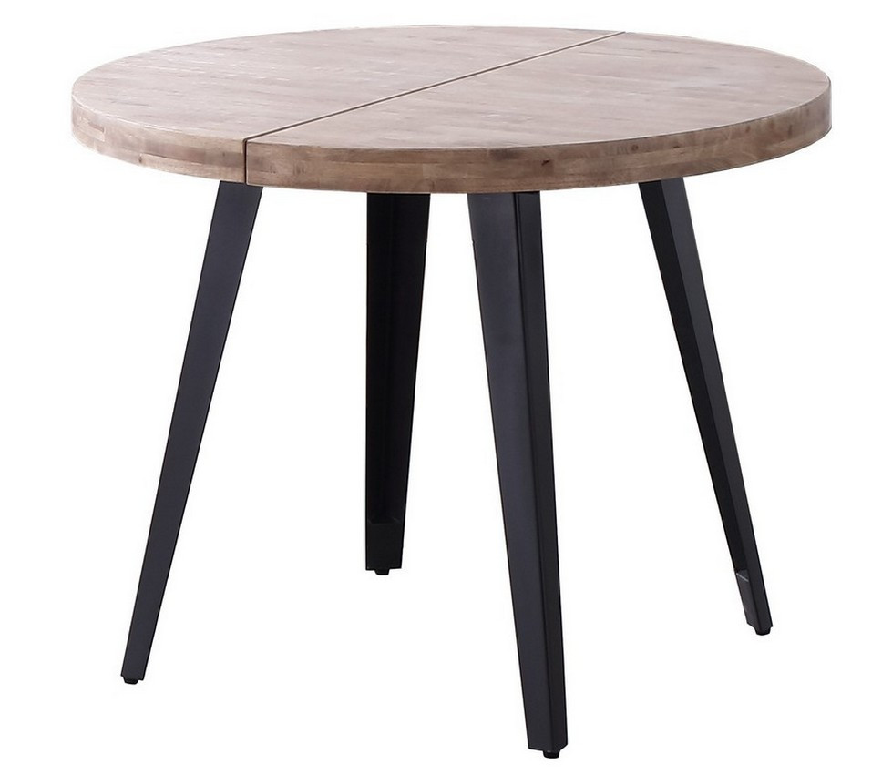 MATIKA - Round extendable oak and steel dining table