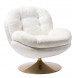 MEMENTO - Rotating armchair in white fabric