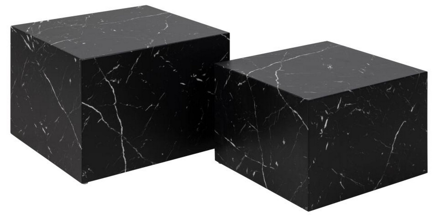 CUBIC - Set de tables carrées aspect marbre noir