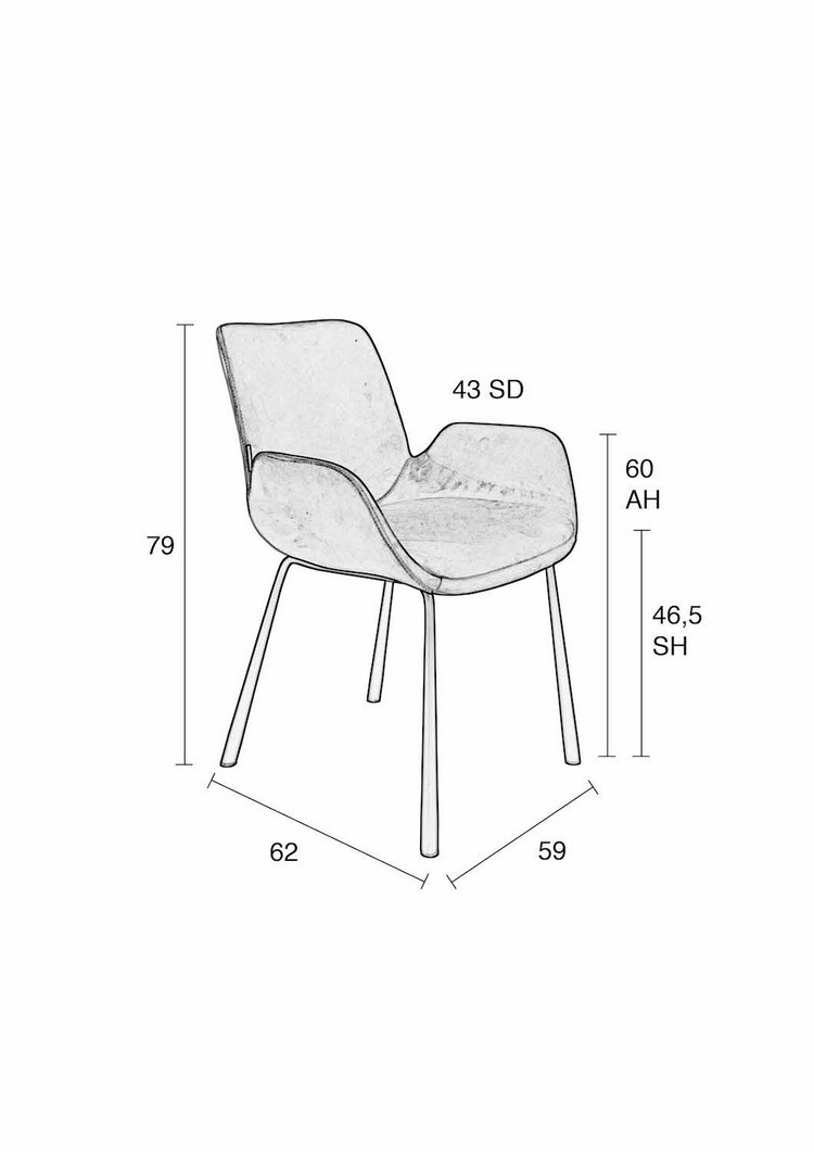 BRIT - Grey velvet dining chair