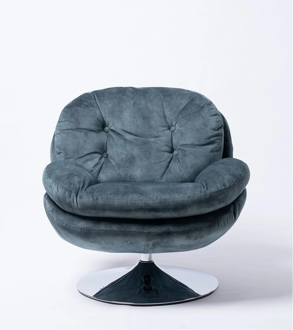 MEMENTO - Rotating armchair in rust velvet