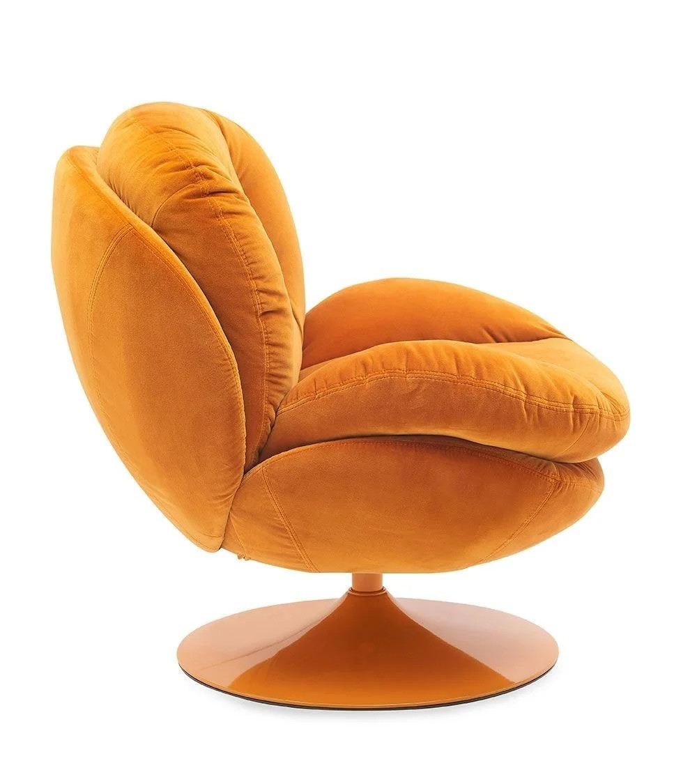 MEMENTO - Fauteuil rotatif en velours orange