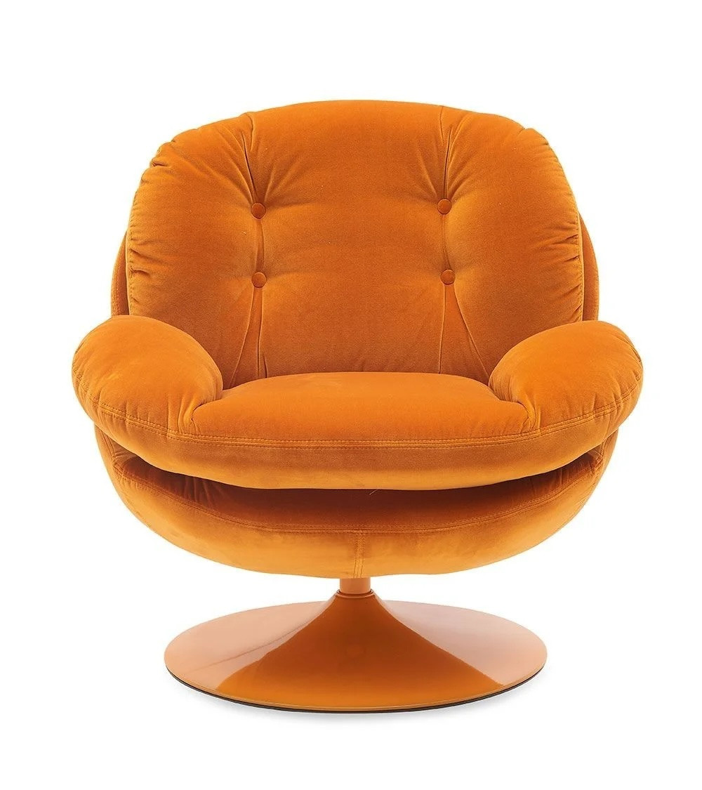 MEMENTO - Fauteuil rotatif en velours orange