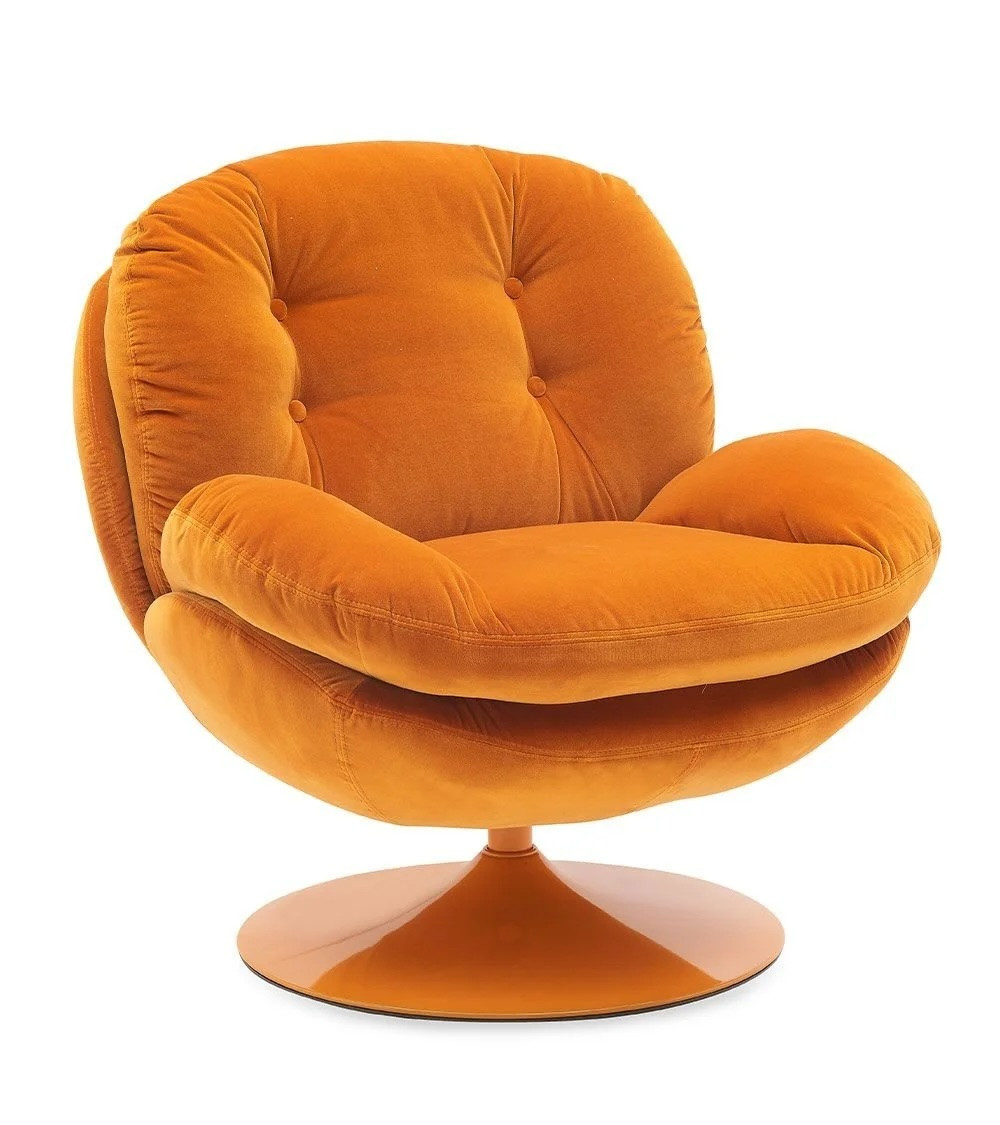 MEMENTO - Fauteuil rotatif en velours orange