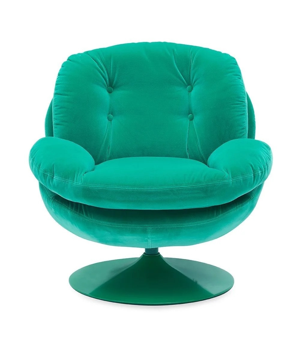 MEMENTO - Fauteuil rotatif en velours vert clair