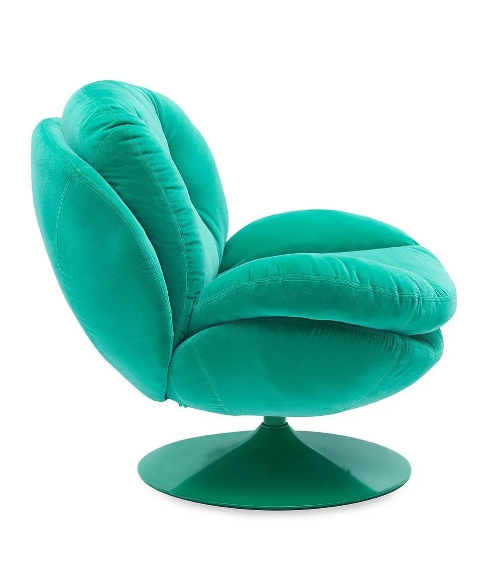 MEMENTO - Fauteuil rotatif en velours vert clair