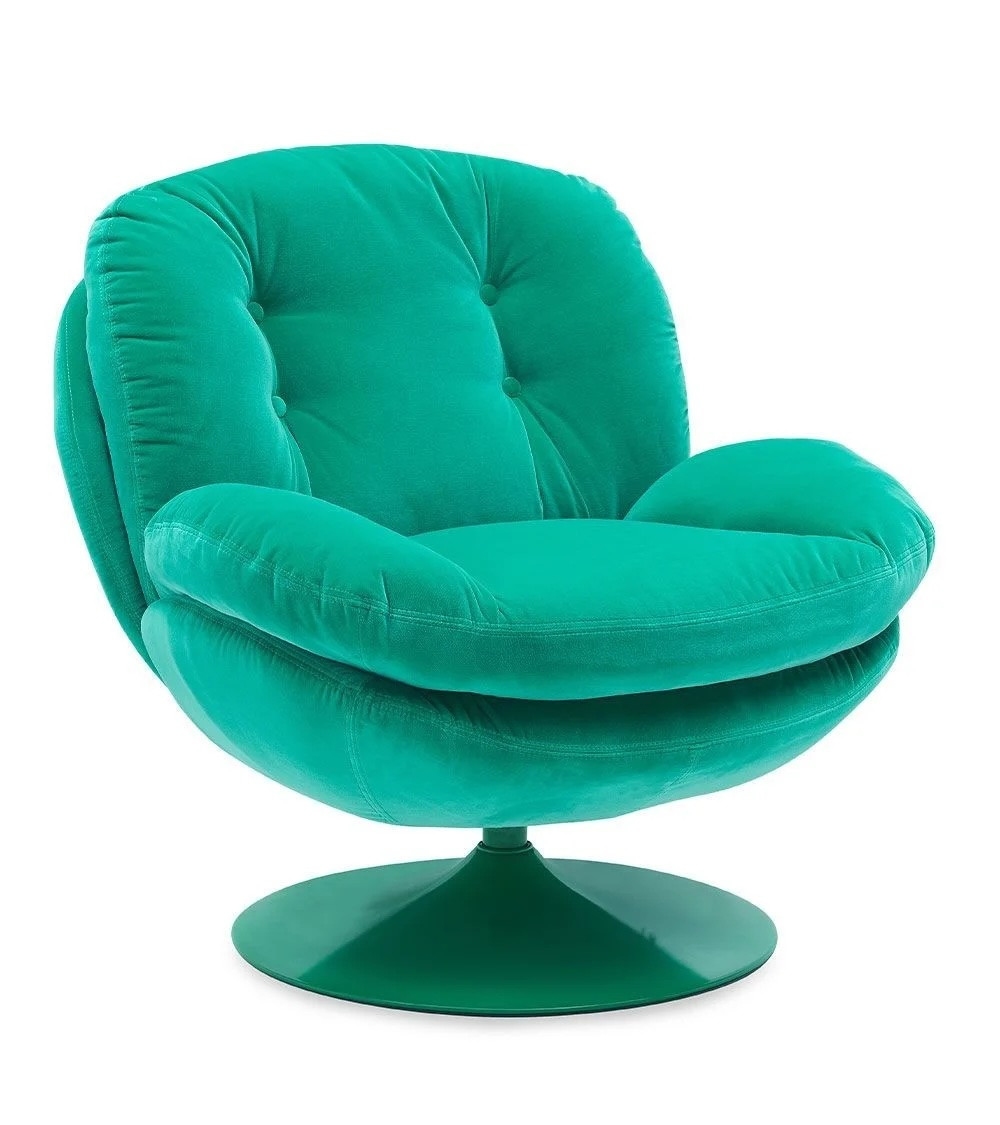 MEMENTO - Fauteuil rotatif en velours vert clair