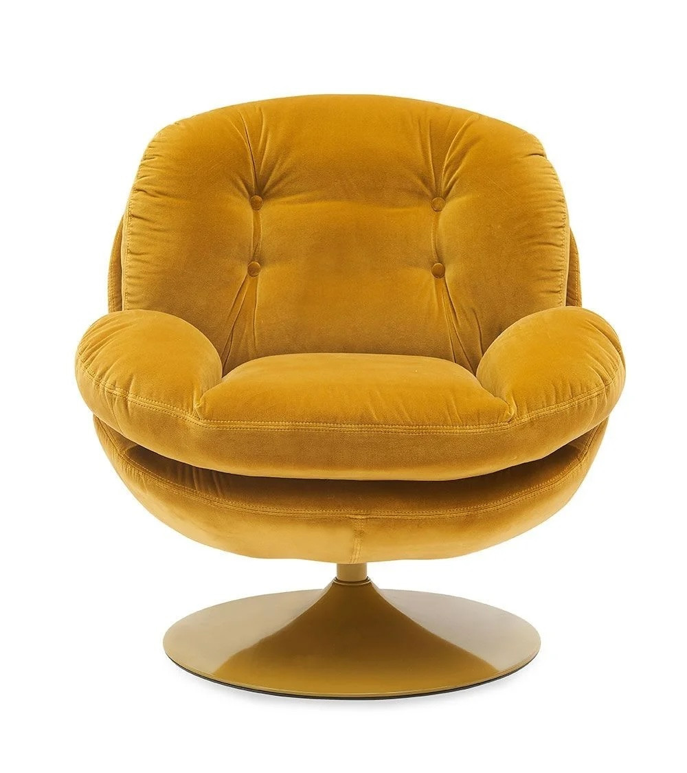 MEMENTO - Fauteuil rotatif en velours jaune