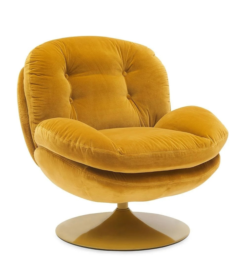 MEMENTO - Fauteuil rotatif en velours jaune