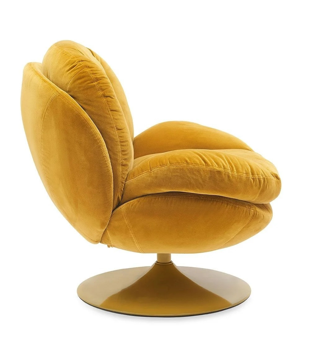 MEMENTO - Fauteuil rotatif en velours jaune