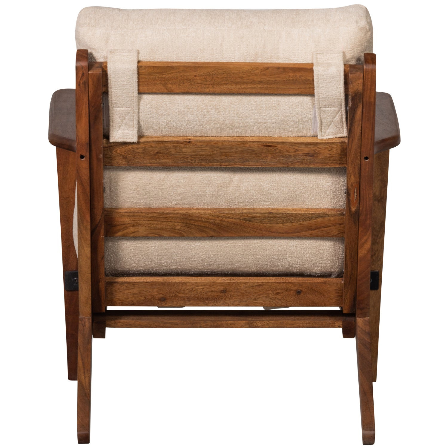 HOUSTON - Fauteuil en bois et tissu crème