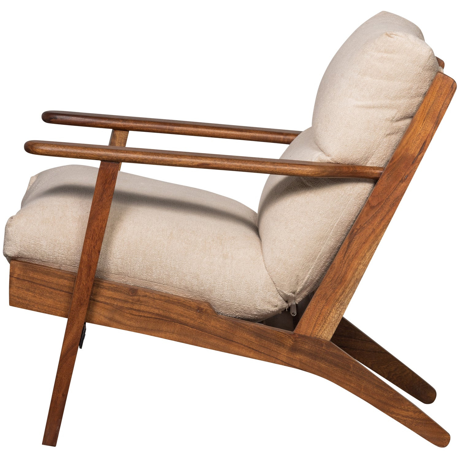 HOUSTON - Fauteuil en bois et tissu crème