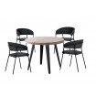 MATIKA - Extendable dining table and 4 orange chairs