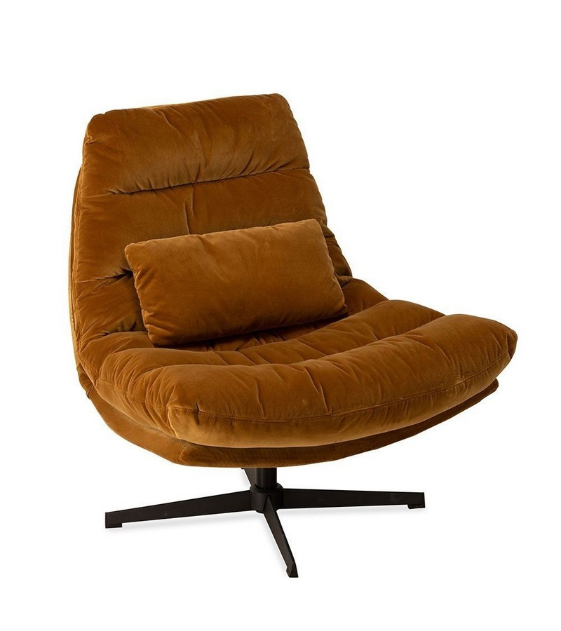 WILMINGTON - Fauteuil pivotant en velours camel