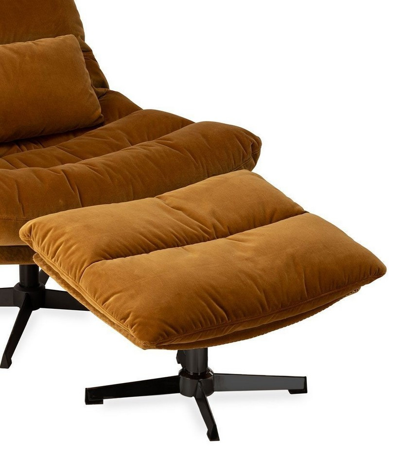 WILMINGTON - Fauteuil pivotant en velours camel