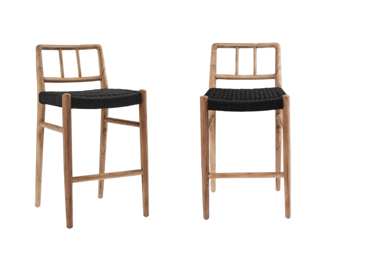 CORDOU - 2 Beige rope bar stools