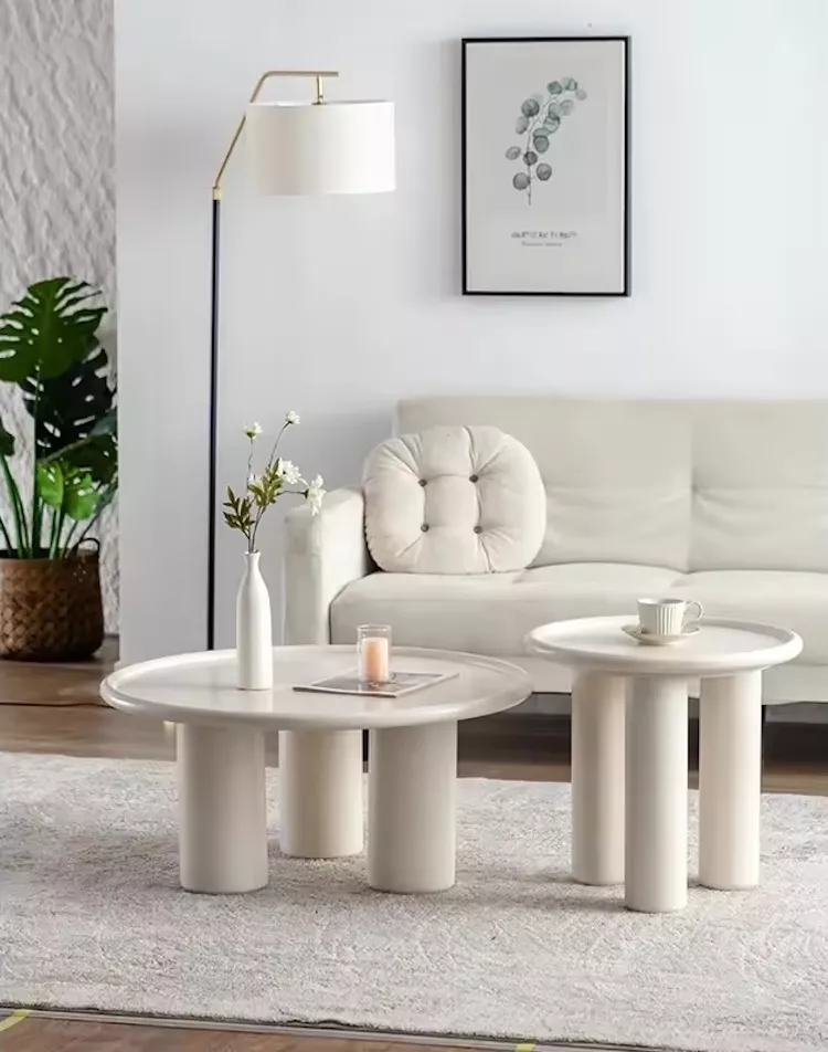 Mesa de centro de madera blanca TRIO L