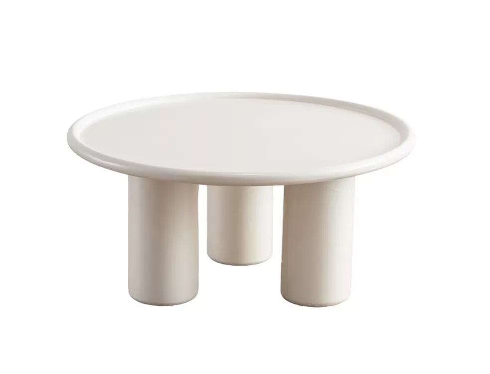 TRIO L white wooden round coffee table