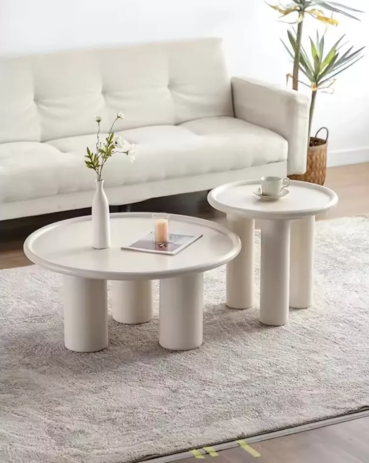 Mesa de centro de madera blanca TRIO L