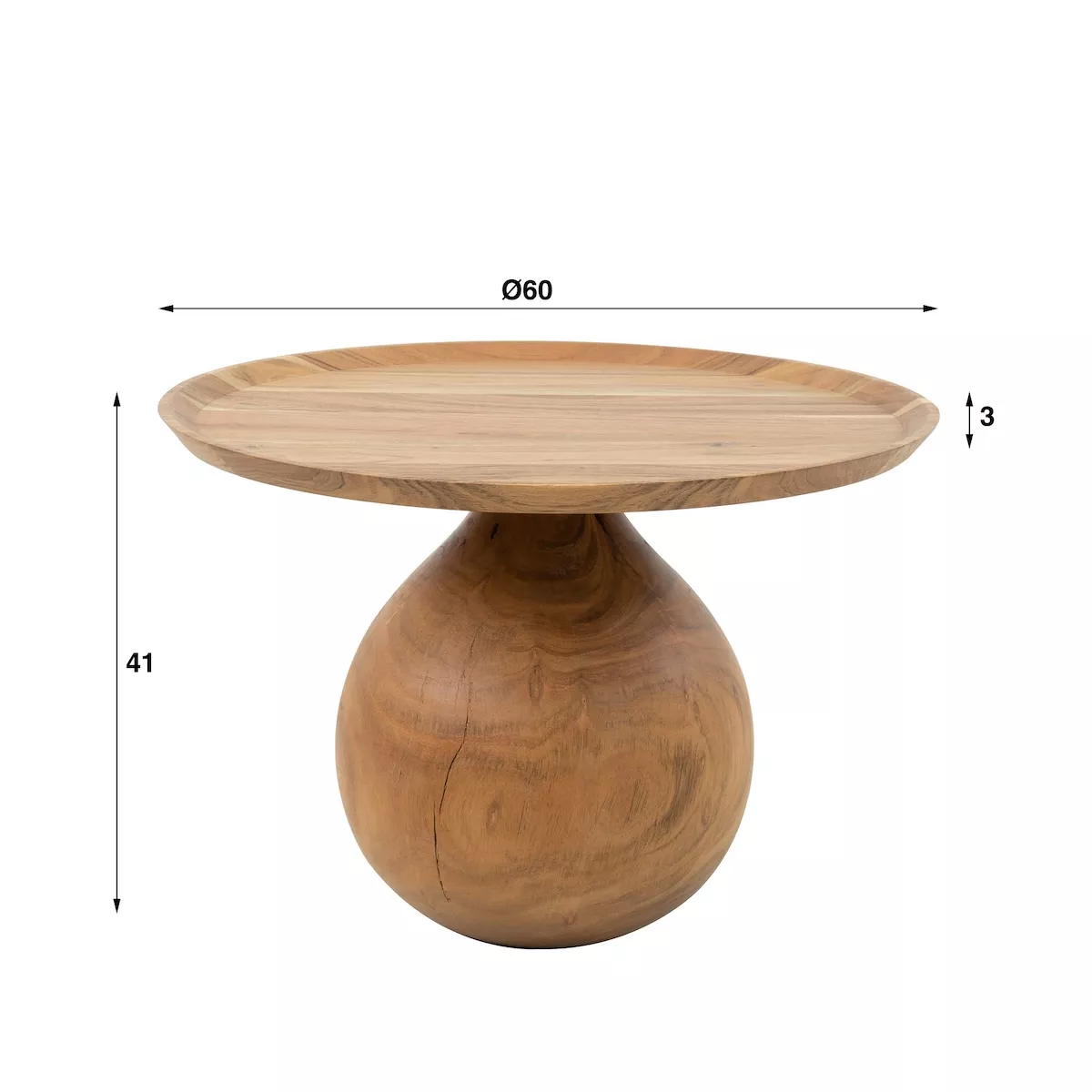 Table de salon ronde en acacia de 60 cm