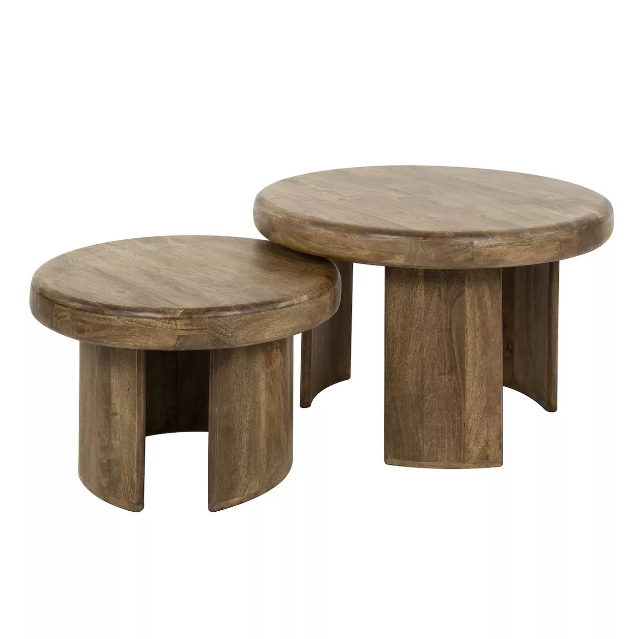 SILKA - Set of 2 round wooden coffee tables