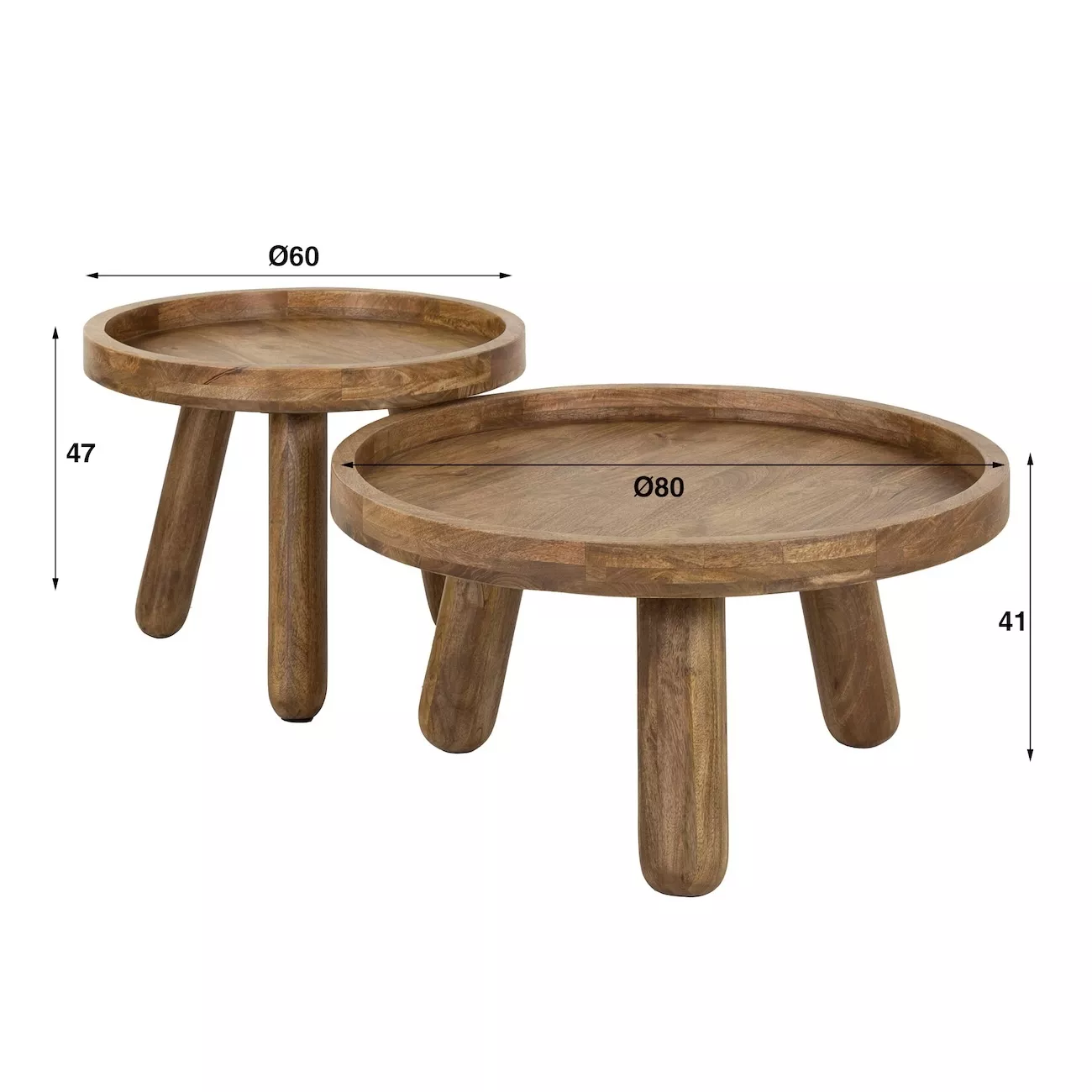 LIVIA - Set de tables basses rondes en bois