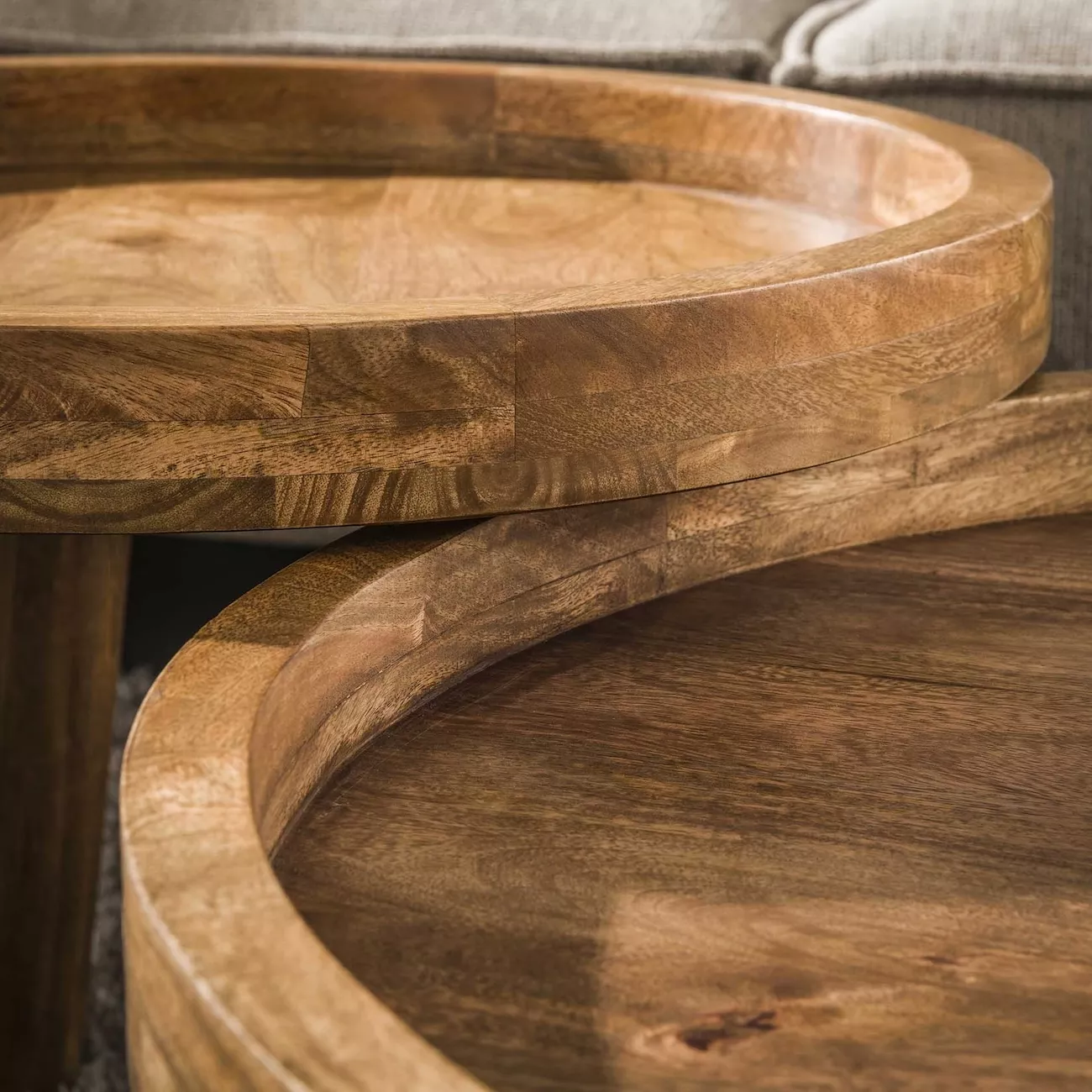 LIVIA - Set of round wooden coffee tables