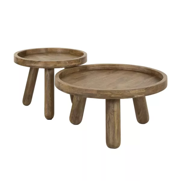 LIVIA - Set of round wooden coffee tables