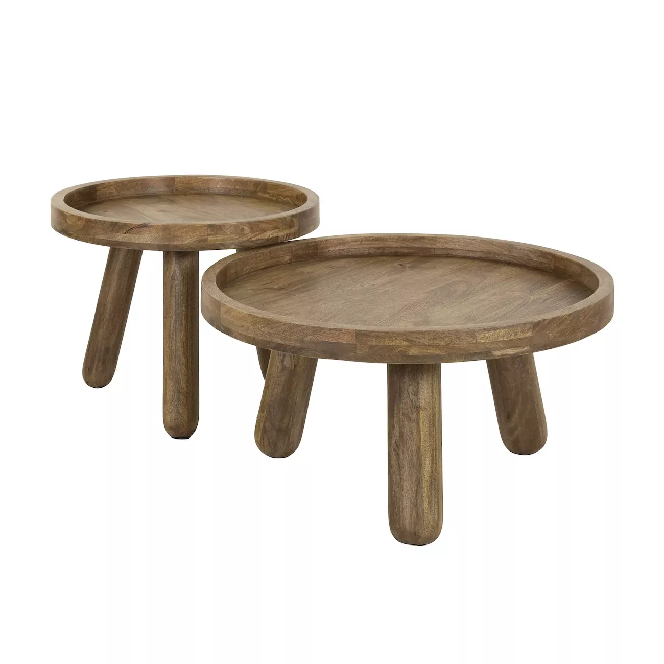 Set de tables basses rondes en bois