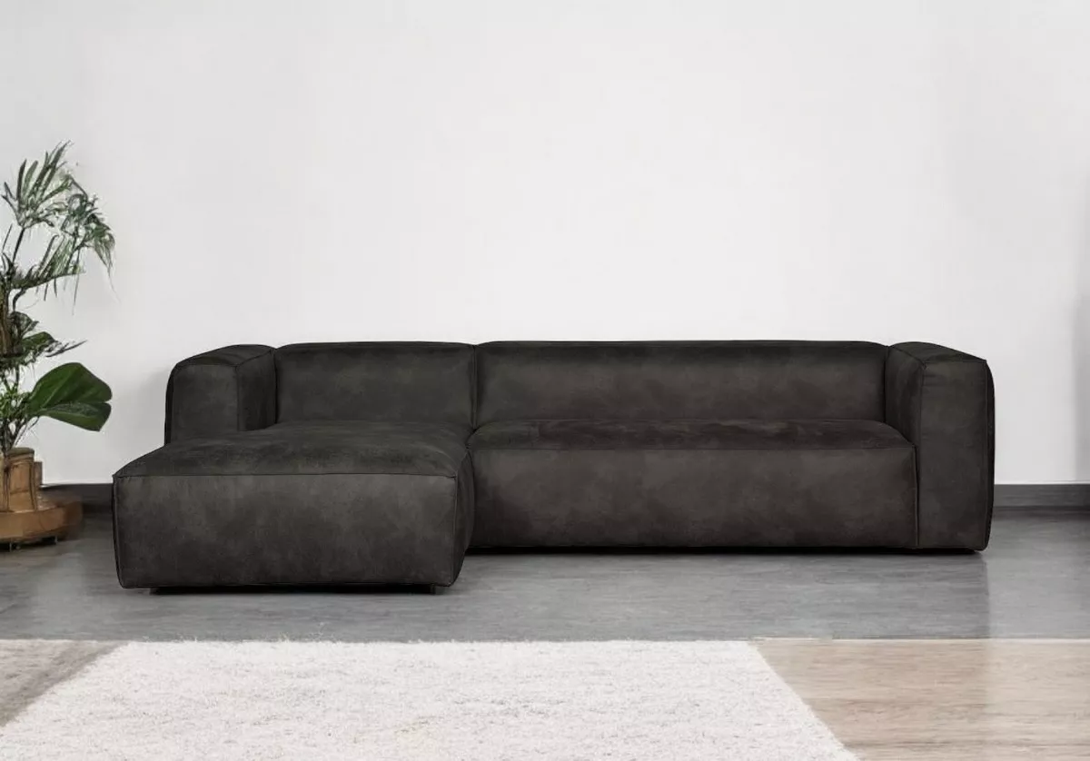 Large black left corner sofa