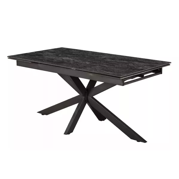 CERAMICA - Mesa de comedor extensible de cerámica negra L 160