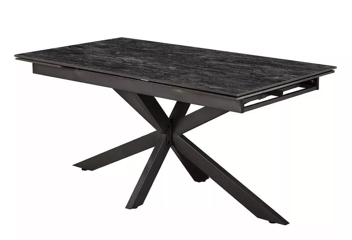 CERAMICA - Mesa de comedor extensible de cerámica negra L 160